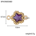 Purple pentagram star zircon pendant in gold finish with precise 1cm size measurements - BP43960D6B0-Purple Star Linker