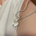 Minimalist S925 sterling silver heart pendant necklace with Smile engraving and bead chain - Heart Letter Pendant