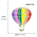 Colorful hot air balloon enamel pin badge with vibrant rainbow colors and silver outlines - Multicolor Plaid Hot Air Balloon Style (A00863)