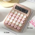 12-digit scientific calculator in cream and pink with retro mechanical keys - Mechanical Button 12-Digit Milk Coffee 817s