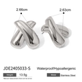 Boucles d'oreilles créoles croisées en acier inoxydable argenté, étanches et hypoallergéniques - Style Argenté (JDE2405033-S)
