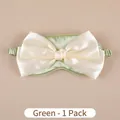 Light green satin sleep mask with large cream silk bow and elastic headband - Green Bow Style