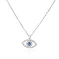 Collana con ciondolo occhio del diavolo argento con gemma blu e cristalli bianchi - Malocchio Argento (Beige)