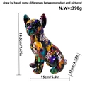 French Bulldog resin statue in colorful graffiti style with precise size dimensions - Purple Tilted Head French Bulldog