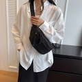 Sac de poitrine en toile noire pour femme avec lettres et bandoulière de sport - Noir