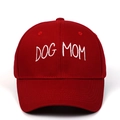 Red cotton baseball cap with white DOG MOM embroidery in a classic six-panel design - Adjustable / Burgundy