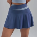 Jupe de tennis bleu marine à taille haute avec garniture contrastée bleu clair - M / Bleu Baleine