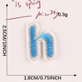 Sky blue embroidered letter H patch with off-white border for DIY clothing decor - Letter-H