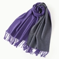 Two-tone reversible scarf in purple and dark grey with fringe trim details - Dark Purple Grey