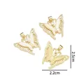 Gold plated butterfly pendant with white opal inlay and micro-pave zircons 2.5cm - Hollow Butterfly - Pink Opal