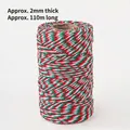 2mm Christmas red green white cotton baker's twine for 110m decorative gift wrapping - 2mm Red White Green Cotton Twine 110m