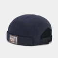 Detailed view of navy miki hat with retro Masic Club patch and adjustable back strap - Adjustable / Navy Blue
