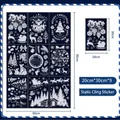 9-piece set of white Christmas static window clings with Santa, reindeer and snowflakes - SK2343-Santa and Reindeer / White