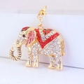 Sparkling golden elephant keychain with red enamel and crystals for bags and accessories - Red