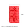 Red Christmas silicone baking mold with reindeer, snowman, and sleigh 6-cavity design - YH349 Sled Reindeer Snowman Mold / Red