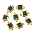 Otto pezzi di ciondoli quadrati dorati con pietre di cristallo verde per gioielli DIY - Quadrato / Oro-Verde Scuro