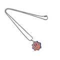 Silver steel box chain necklace with an orange and blue wavy smiley face pendant - Wave Smiley Face Necklace / 70cm Titanium Steel Chain / Orange