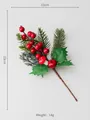 Artificial Christmas berry branch with red mushrooms and green pine needles 23cm - Style G