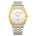 CURREN thin square quartz watch for men with silver-gold stainless steel band - Two-tone Gold / White Dial