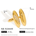 Goldener geometrischer Edelstahlring mit doppeltem Oval-Ausschnitt und funkelnden Kristallen - Doppel-Oval-Geometrie-Stil (NB-R24449)