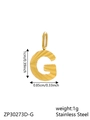 Golden stainless steel letter G pendant with precise size and weight specifications - Letter-G / Gold