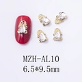 Macro detail of golden bear nail charms with crystal zircon and MZH-AL10 size marking - Gold Bear Clear Zircon Style (AL10)