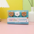 Brown and white bear shaped birthday candles in a pack of six on a pink surface - Two-tone Bear Candle