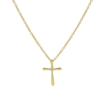 Elegant 18k gold brass cross necklace with sparkling clear zircon birthstone inlay - April-Diamond White
