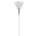 White fan-shaped face mask brush with synthetic bristles and white handle for skin care - White Bristles Transparent Handle