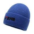 Royal blue knitted beanie featuring FBKS embroidery and thick ribbed winter texture - One Size / Royal Blue