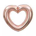 Macro view of a 40-inch rose gold hollow heart-shaped foil balloon with metallic luster - 40 Inch / Rose Gold