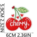 Detail of red cherry embroidery patch with green leaves and cherry text embroidery - Heart Cherry Letter (8号)