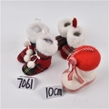 Dettaglio di stivali natalizi in tessuto scozzese e peluche con scala di misura 10cm - Ornamenti a Stivale di Natale (Gruppo 08)