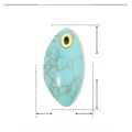 Detailed macro view showing the 24mm leaf-shaped turquoise stone and steel pendant size - YE232-Turquoise Color Leaf Shape Natural Stone