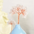 Natural crystal money tree with copper wire branches and transparent quartz stones - White Crystal Large Branch