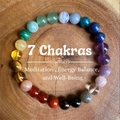 Handmade 8mm 7 Chakras natural stone beaded elastic bracelet for energy balance - 7 Chakras / Rainbow
