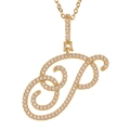 Close-up of golden letter P pendant with micro-paved zircons on a delicate chain - P (Gold)