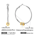 3.95cm stainless steel hoop earrings with gold and silver sliding beads details - Silver Three Hoops Style (JDE0111116-PS-1) / Silver