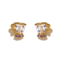 Golden tea cup stud earrings with sparkling crystals inspired by cartoon characters - Gold Teacup Style (Gold 2)