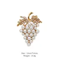 Detailed size and weight specs for the golden grape brooch with pearls and rhinestones - Gold Pearl Grape Brooch (XD1316-1)