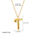Minimalist 18K gold letter T pendant necklace with polished stainless steel chain - Letter T