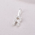 925 Sterling silver letter R pendant necklace with sparkling micro-pave crystals - Letter R / Gold