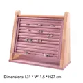 Pink velvet and wood three-tier jewelry display stand with 10 rows for rings and earrings - Pink