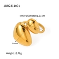 Minimalistischer klobiger ovaler Ring mit 18k Goldbeschichtung und unregelmäßigem Doppelstein - US 7 / Unregelmäßiger Geometrischer Stil (JDR2311001)
