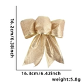 Fiocco natalizio dorato glitterato con dimensioni per decorazione albero di Natale - Fiocco Oro 15cm a Tre Anelli