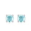 S925 sterling silver stud earrings with light blue rose cut stone in four-prong setting - 8mm / Light Sea Blue