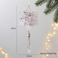 Acrylic snowflake Christmas tree ornament with bow and pearl drop, 21cm height - 3D Snowflake - White