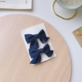 Set of two navy blue bow hair clips for girls featuring a textured fabric finish - Navy Blue Bow 2-Piece Set