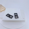 Macro shot of micro-paved square necklace clasp in black gunmetal finish for DIY jewelry making - Full Black Rhinestone Style (#5)