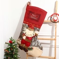 Grande calza di Natale rossa con Babbo Natale 3D e ricamo Merry Christmas - Babbo Natale